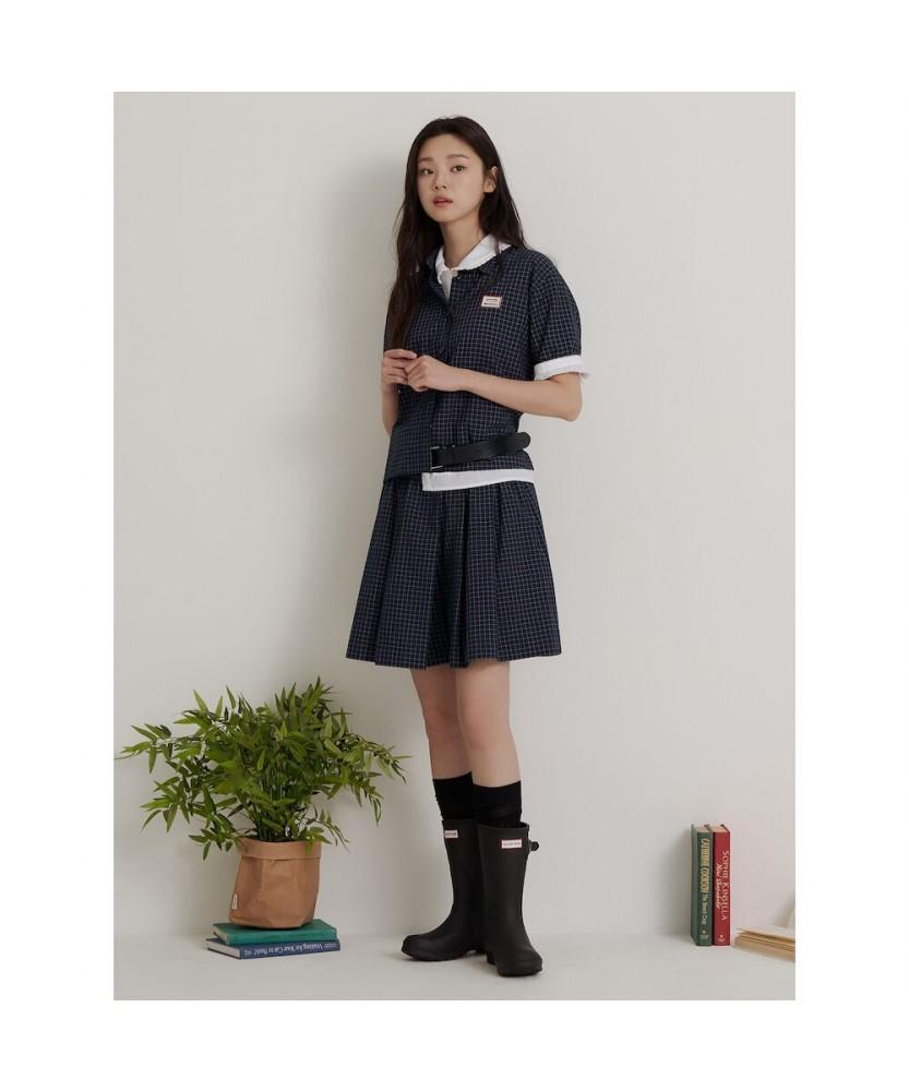 Binpolleidiseu [Hunter] Small Tartan Check Skirt-Like Shorts Navy (Bf6625K02R)