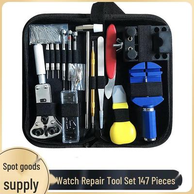 147-Piece Watch Repair Tool Kit for Band Disassembly, Back Case Opening, and Battery Replacement