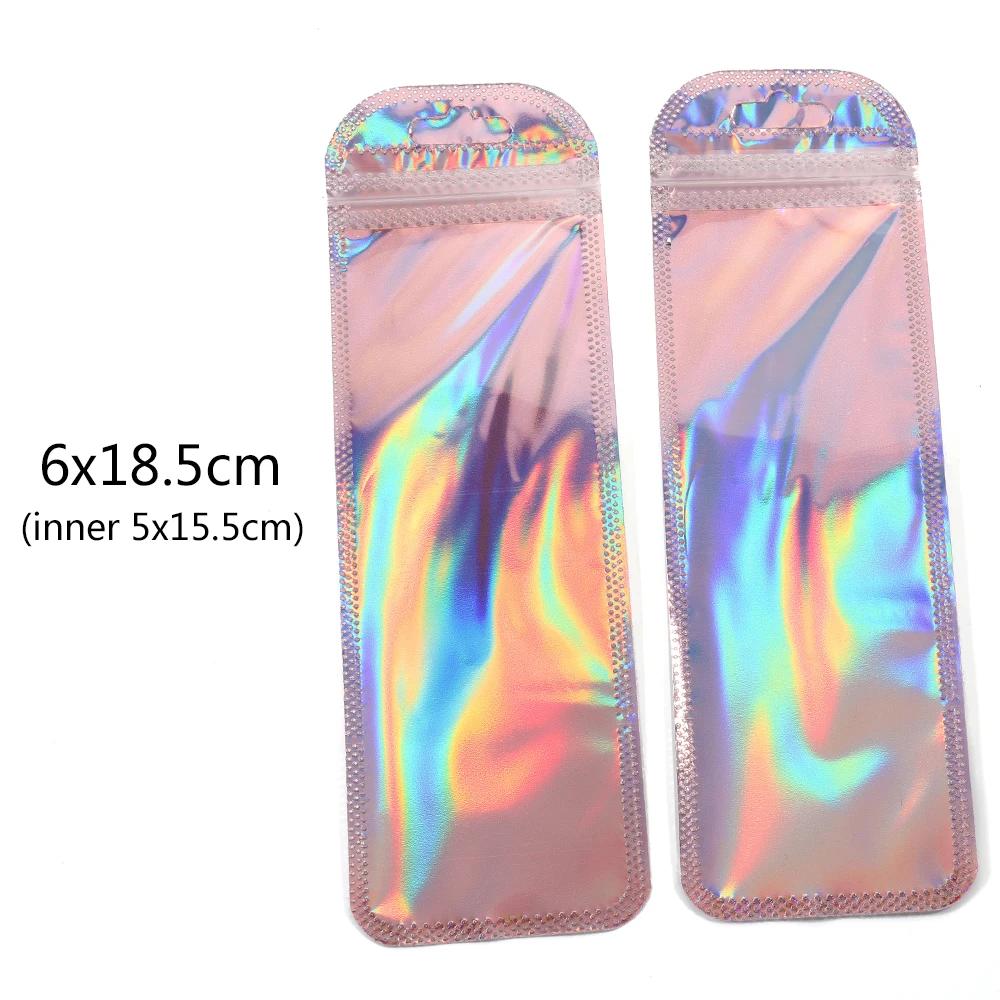 Laser Rainbow Self Sealing Bag Reusable Sealed Zipper Lock Packaging Bag Earrings Necklaces Hair Accessories Wrapping Pouch Product Storage Sack