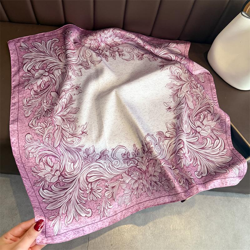 Vintage Floral Print Square Scarf Women Fashion Sunscreen Neck Scarf 66*70cm