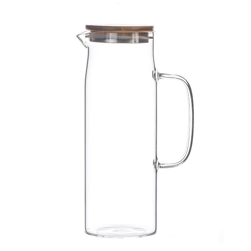 Neuer 1000ML/1500ML Verdickter Glaskessel Bambusdeckel mit Filterabdeckung, Kann dem Kessel für Saft und Kaffee hinzugefügt werden