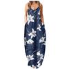 Women's Fashion Summer Casual Print V-Neck Sexy Sleeveless Dresses Long