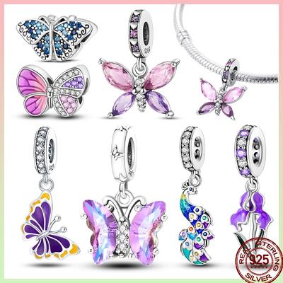 Spring Charm Bead Component Copper Metal Four-Leaf Clover Butterfly Dragonfly Pendant Bead Component Bead Components Ideal Designed For 3MM Authentic