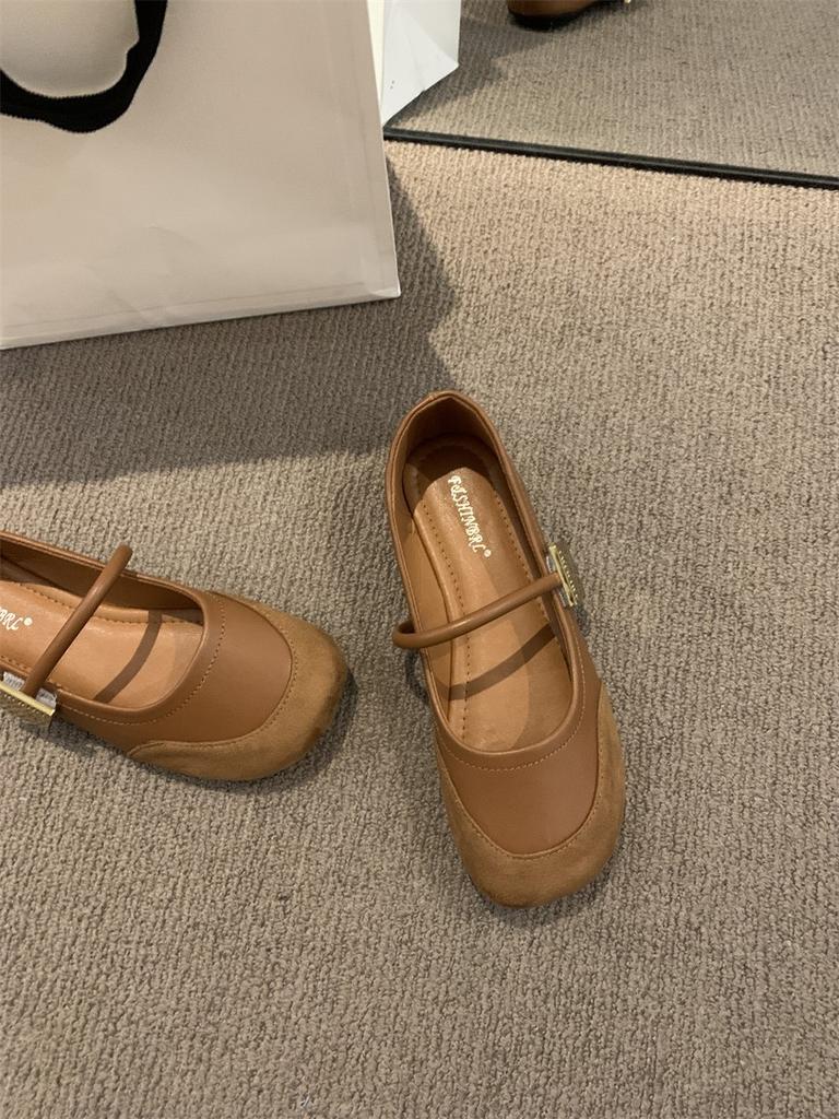 Red Mary Jane Shoes Women's Shoes Spring 2025 New Round Head Soft Sole Soft Surface Word with Shallow Mouth French Single Shoes