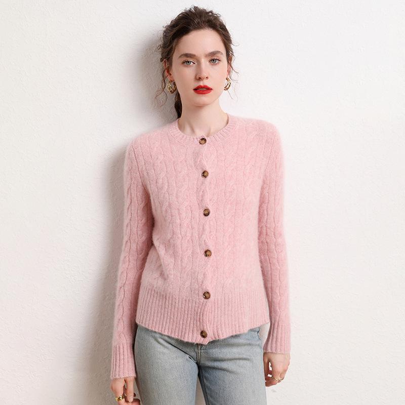 Women's Thick & Warm Slim-Fit Cashmere Cable Knit Cardigan - Flattering Autumn/Winter Sweater Coat