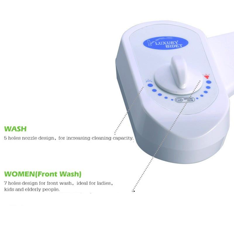 Bidet nástavec WC sedátko Dvojitá tryska Spirála Nastavitelný tlak vody Neelektrický rozprašovač zadku s hadicí