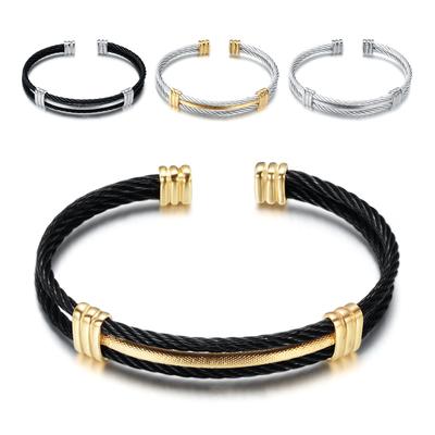 Enkla flätade armband Titanstål Tvåfärgad galvanisering Kopparflätat armband