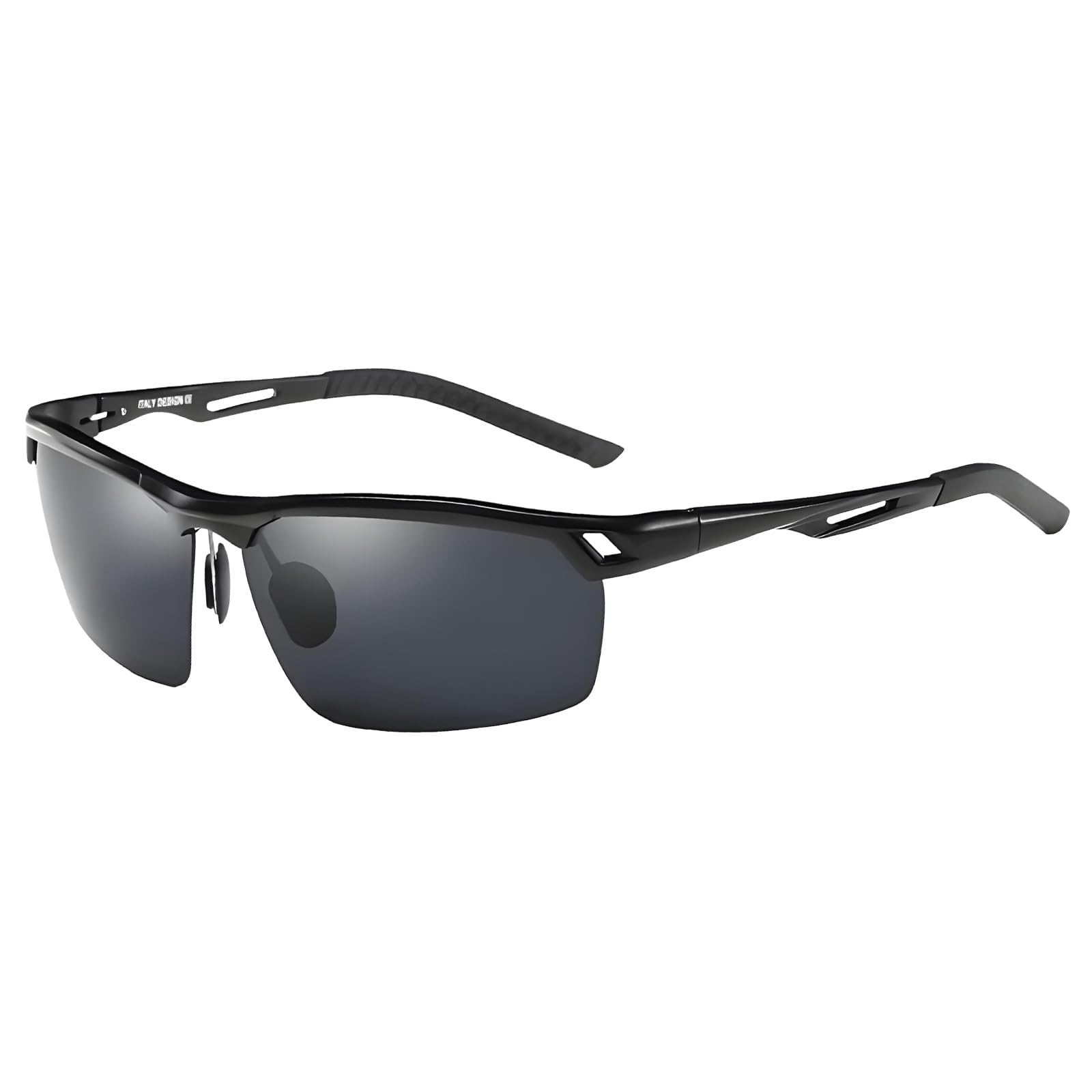 [FEISEDY] Polarized Sunglasses, TAC Lenses, UV400 Protection, Men s, Square Shape, Metal Frame, Adjustable Nose Pads, Sporty, Lightweight, Unisex,