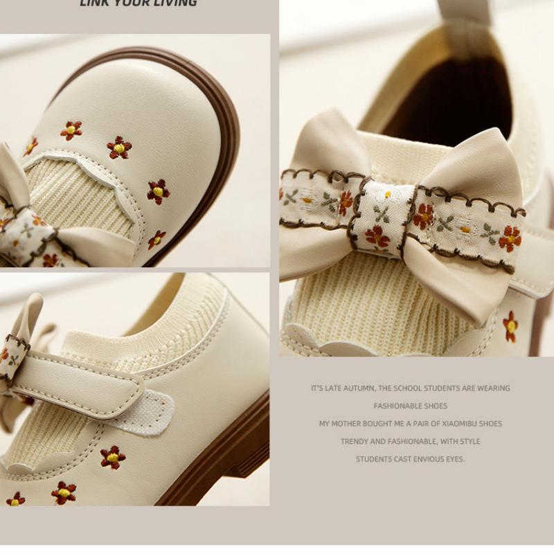 New Autumn and Winter Girls Bow Comfortable and Fashionable Soft-soled Leather Shoes