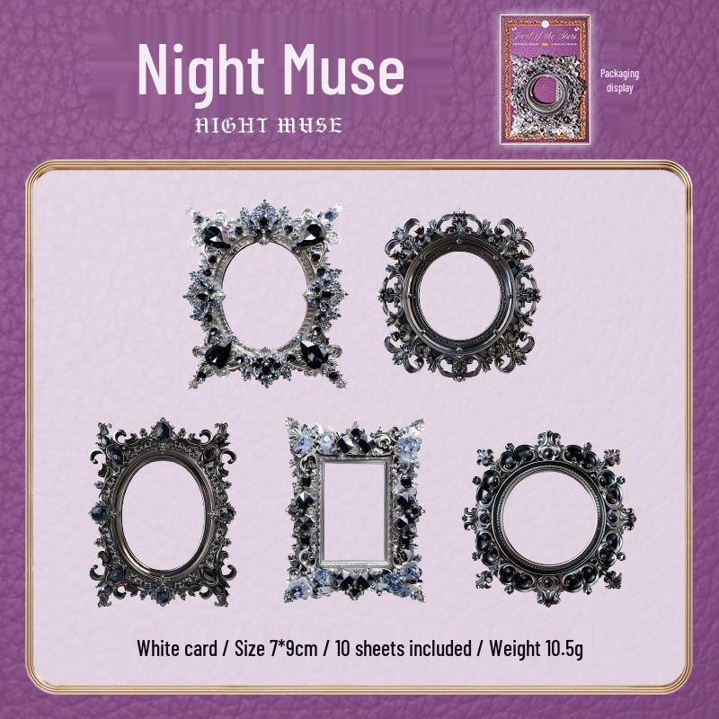 Yuxian Starry Treasure Series Embossed Collage Card Set - 6 Styles, 10 Sheets for DIY Decoration