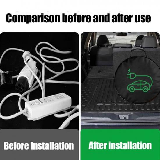 Electric Vehicle Charging Cable Organizer Storage Bag Car Accessories Universal