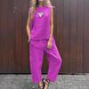 2024 Spring/Summer Cotton Linen Casual Two-Piece Set: Sleeveless Top & Loose Long Pants for Women