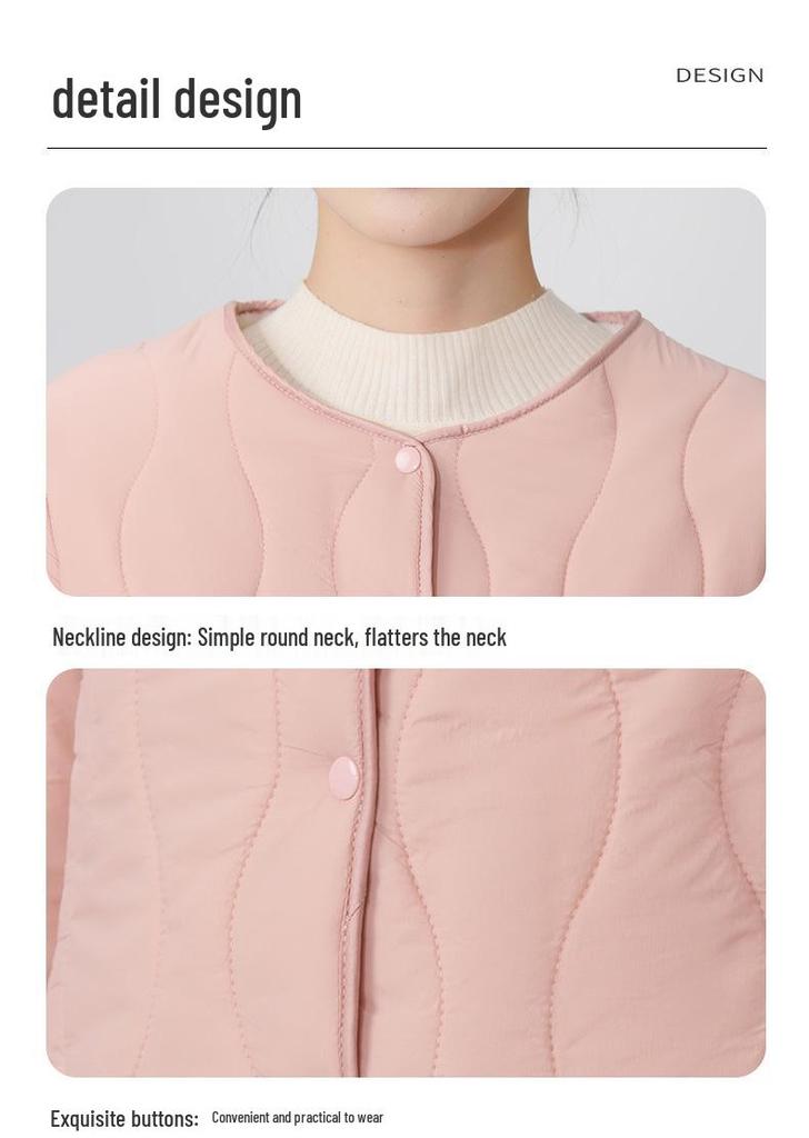 Women's Fleece-Lined Cotton Jacket: Short, Collarless, Padded Winter Outerwear 2026