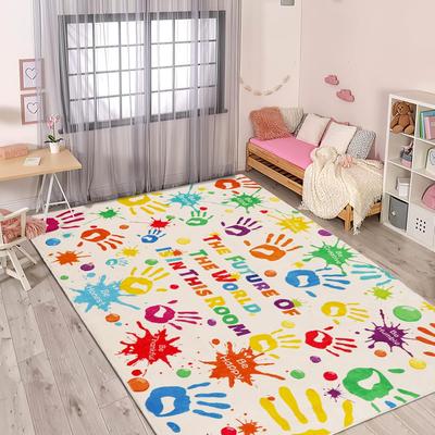 Farbiger Handabdruck Interaktive Bodenmatte Wohnzimmer Sofa Teppich Kinderzimmer Spielmatte Schlafzimmerteppich Eltern-Kind Aktivitätsteppich