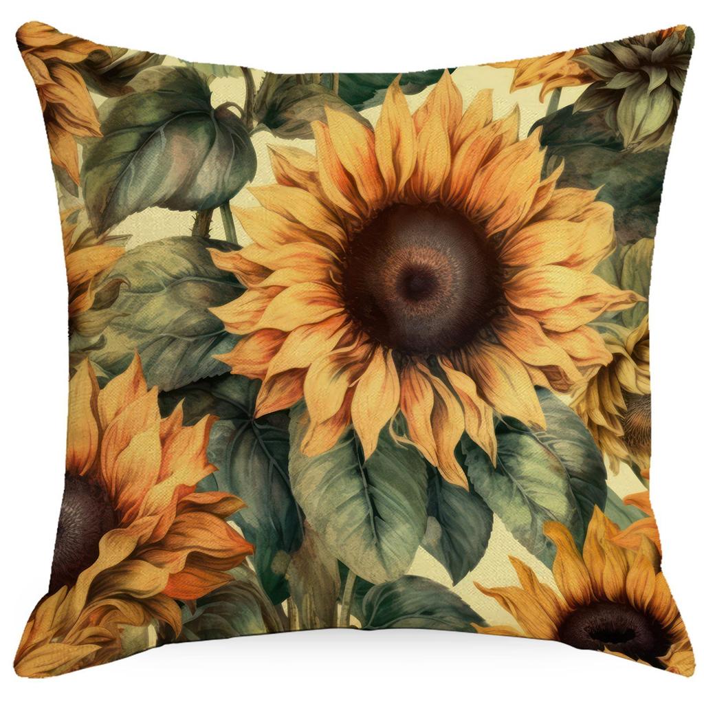Flowers And Plants Sunflower Linen Pillow New Sofa Pillow Home Printed Pillow Case Premium Durable Quality Useful