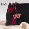 Xmas Stocking Stuffers Christmas Santa Claus Bag Charm, Crochet Keychain Pendant with Faux Leather Star, Hanging Decor for Party Favors Charms