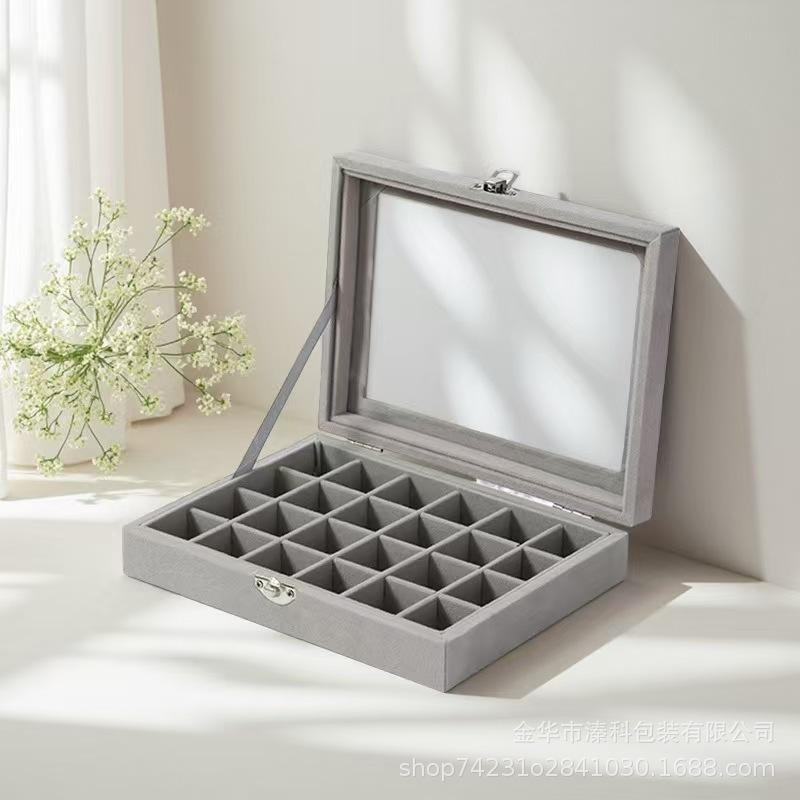 24-grid Large-capacity Jewelry Box, Flannelette Jewelry Box, Storage Box for Rings, Necklaces, Jewelry and Earrings