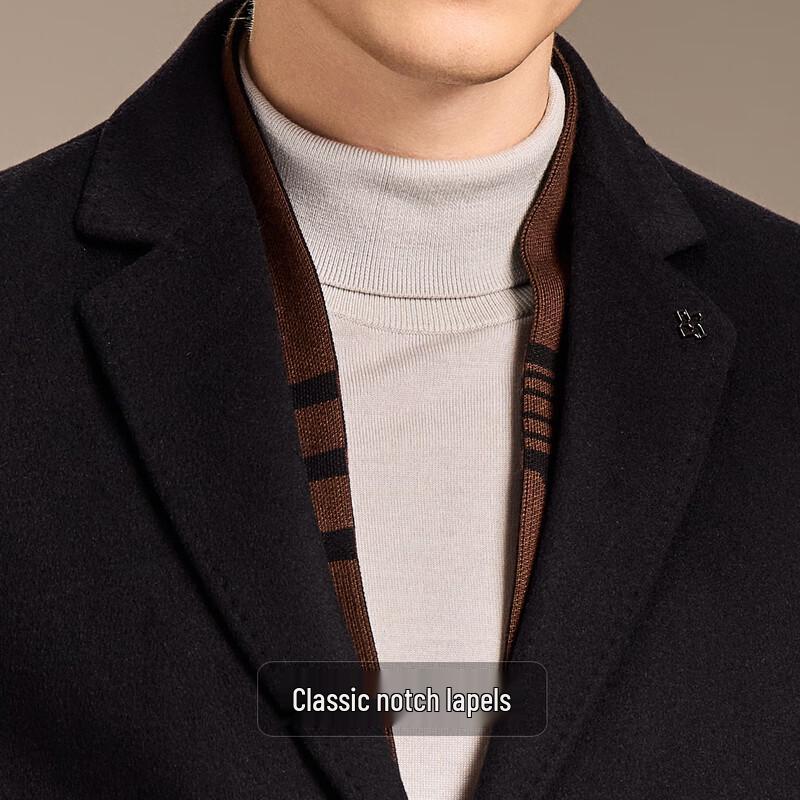 Antonio Men's 70% Wool Double-faced Overcoat with Detachable 85% Duck Down Liner