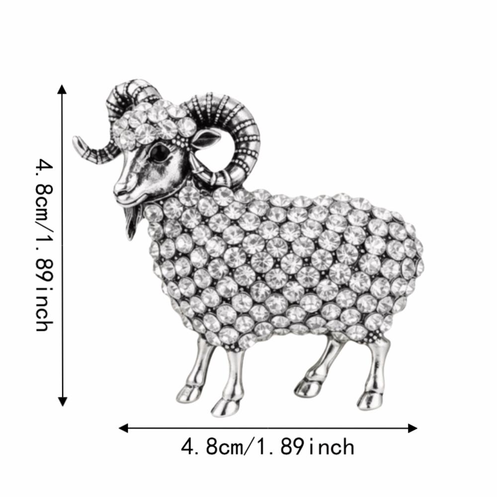 Rhinestone Animal Brooch Creative Jewelry Accessories Gifts New Year Sheep Brooches  Festival