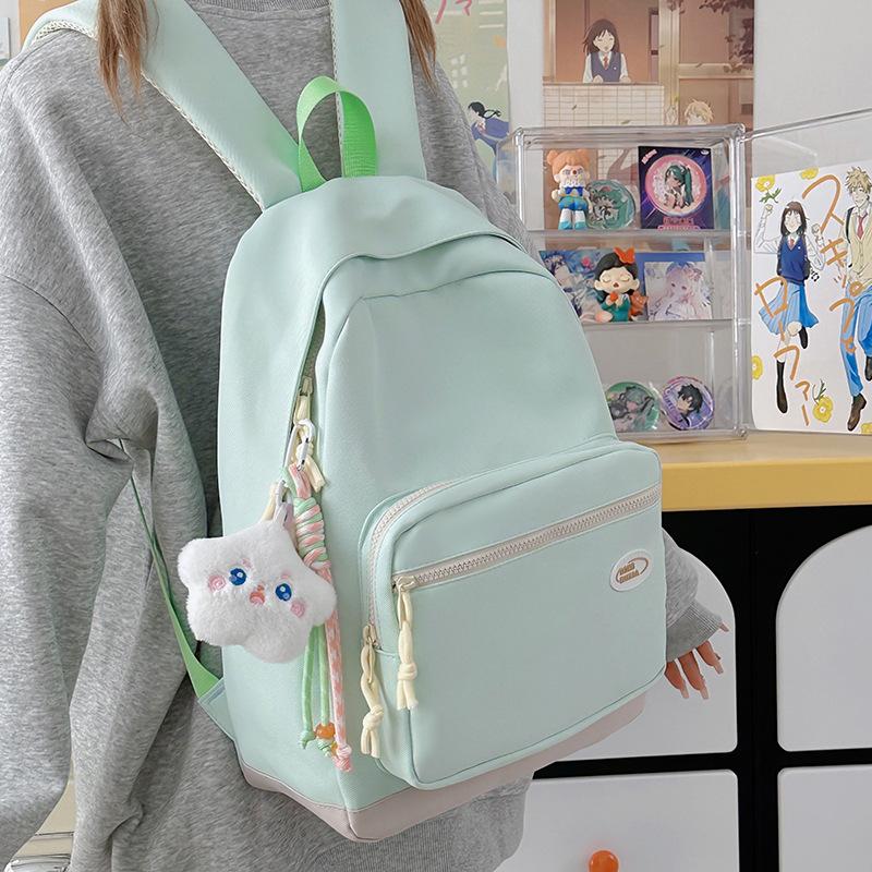 College Style Small Fresh Labeled Soft Girl Student School Bag, Daily Commuting Tutoring Bag, Large Capacity Backpack