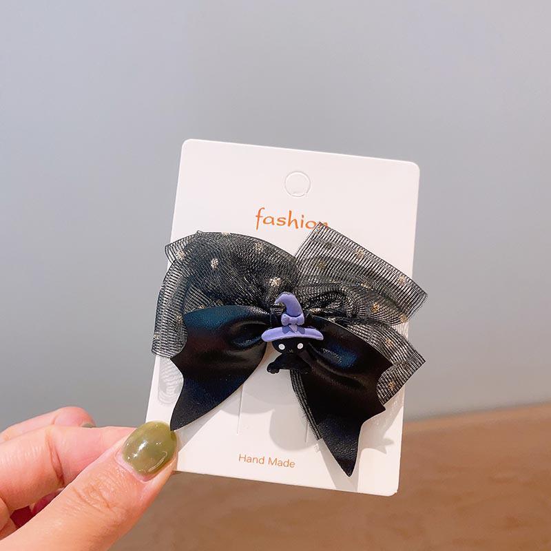 Handmade Halloween Hair Clips for Kids: Pumpkin, Ghost, Black Bat Bow, Party Accessories