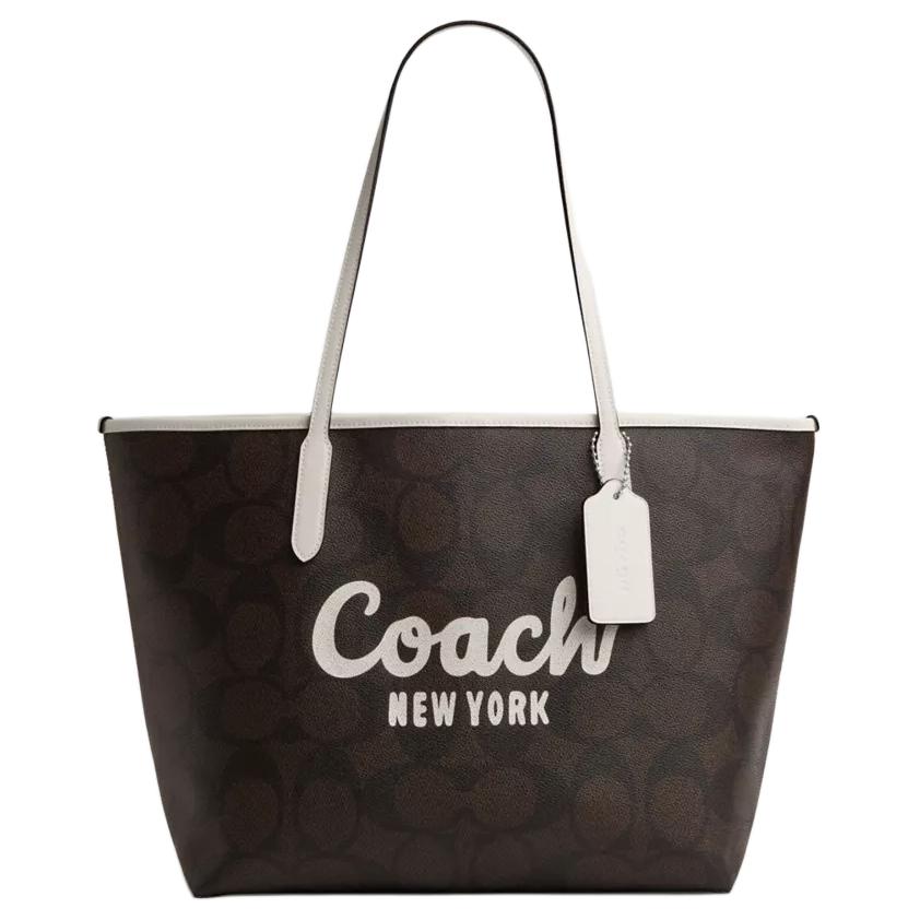 

Coach 33 Brand Letter Micro Logo Coated Canvas Tote Shopping Bag Handheld Shoulder Bag Large Women tote Brown CY705-SVXIC Basic Set (Bag+Dust Bag)