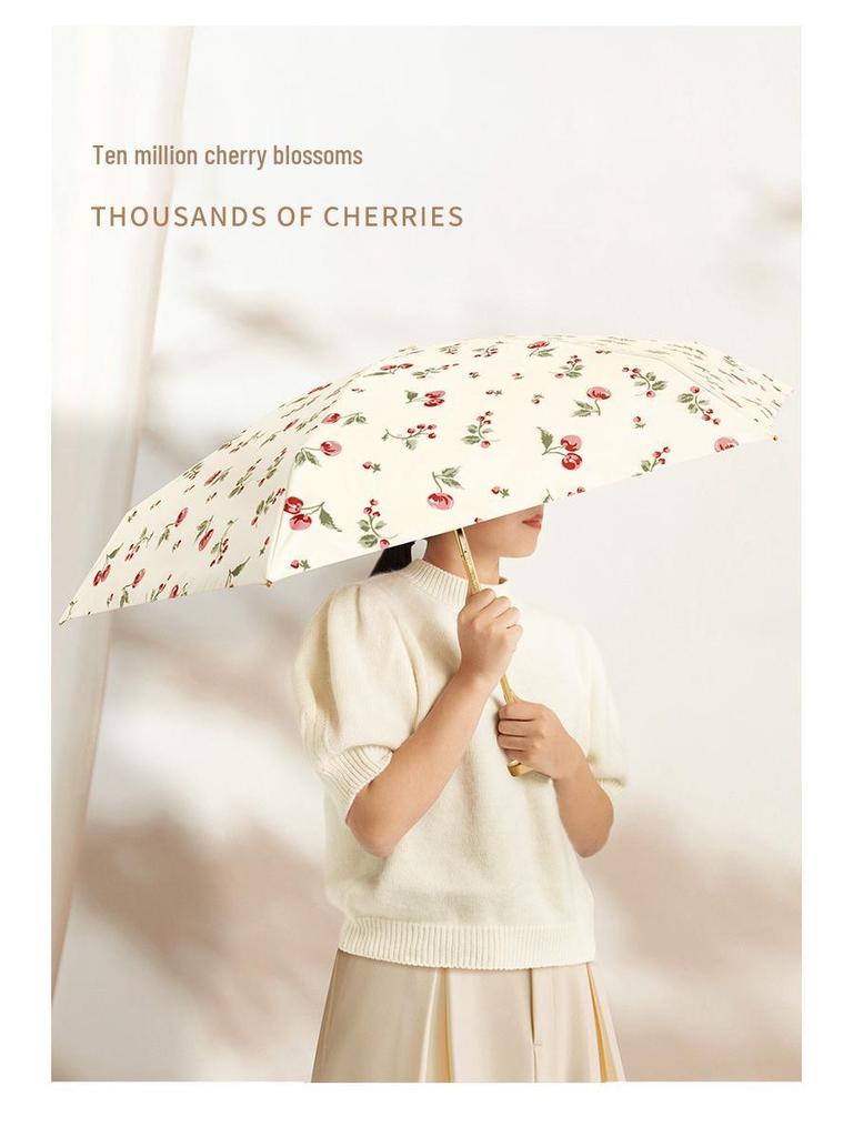 Zhi Retro Cherry Six-Fold Dual-Use Sunscreen Umbrella
