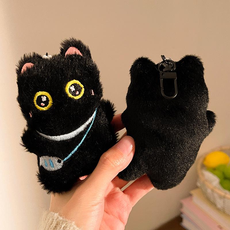 1/4Pcs Cartoon Plush Small Black Cat Keychain Sweet Cute Animal Doll Pendant Backpack Hangings Decoration Birthday Gifts