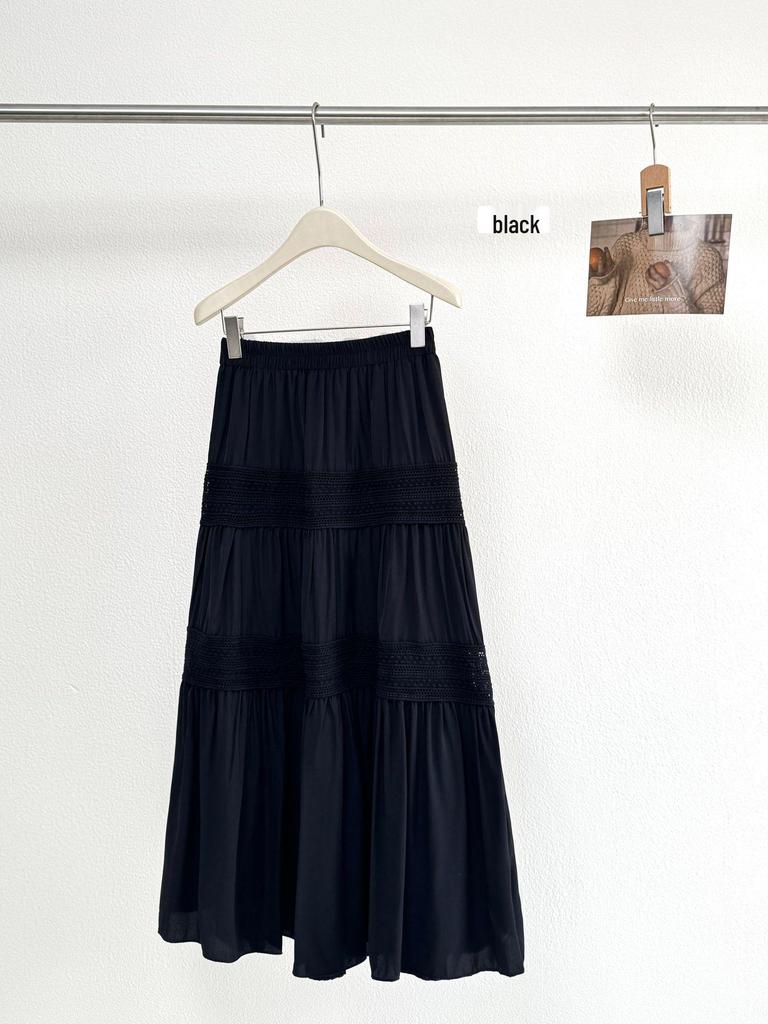 Women's Water-Soluble Lace A-Line Skirt - Spring/Summer 2026, Versatile Crochet Hollow Design