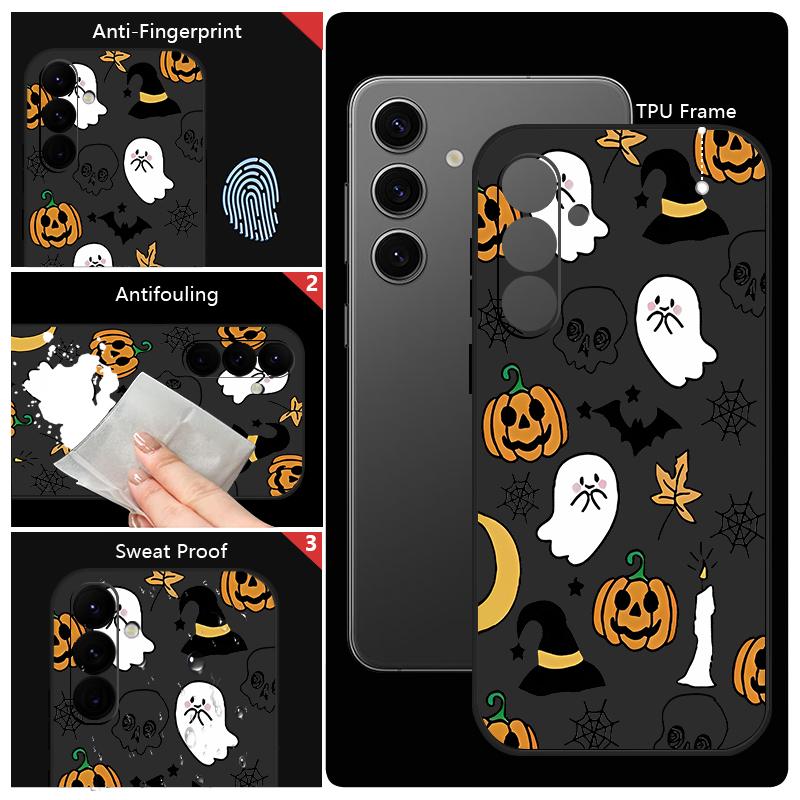 Lanyard Phone Case For Samsung Galaxy A56 A17 A26 A16 A36 A55 A54 A53 A15 S24 S25 FE S25 S22 S23 Ultra Plus Pumpkin Patterned Cover