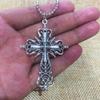 Vintage Cross Pendants Necklace for Women Kpop Punk Chain Necklaces Long Korean Fashion Retro Jewelry On The Neck Gift