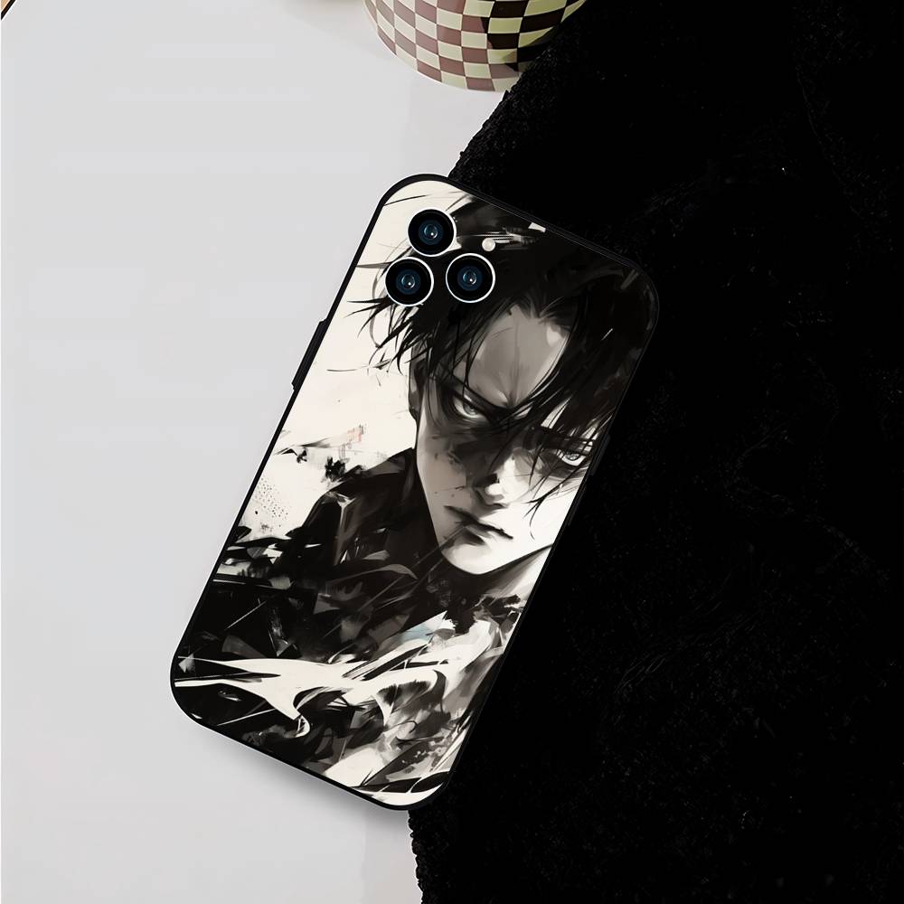 Custodia per Telefono Levi Ackerman Attack On Titan Per IPhone 17 Air 16 15 14 13 Pro Max 11 12 Copertura Nera in Silicone