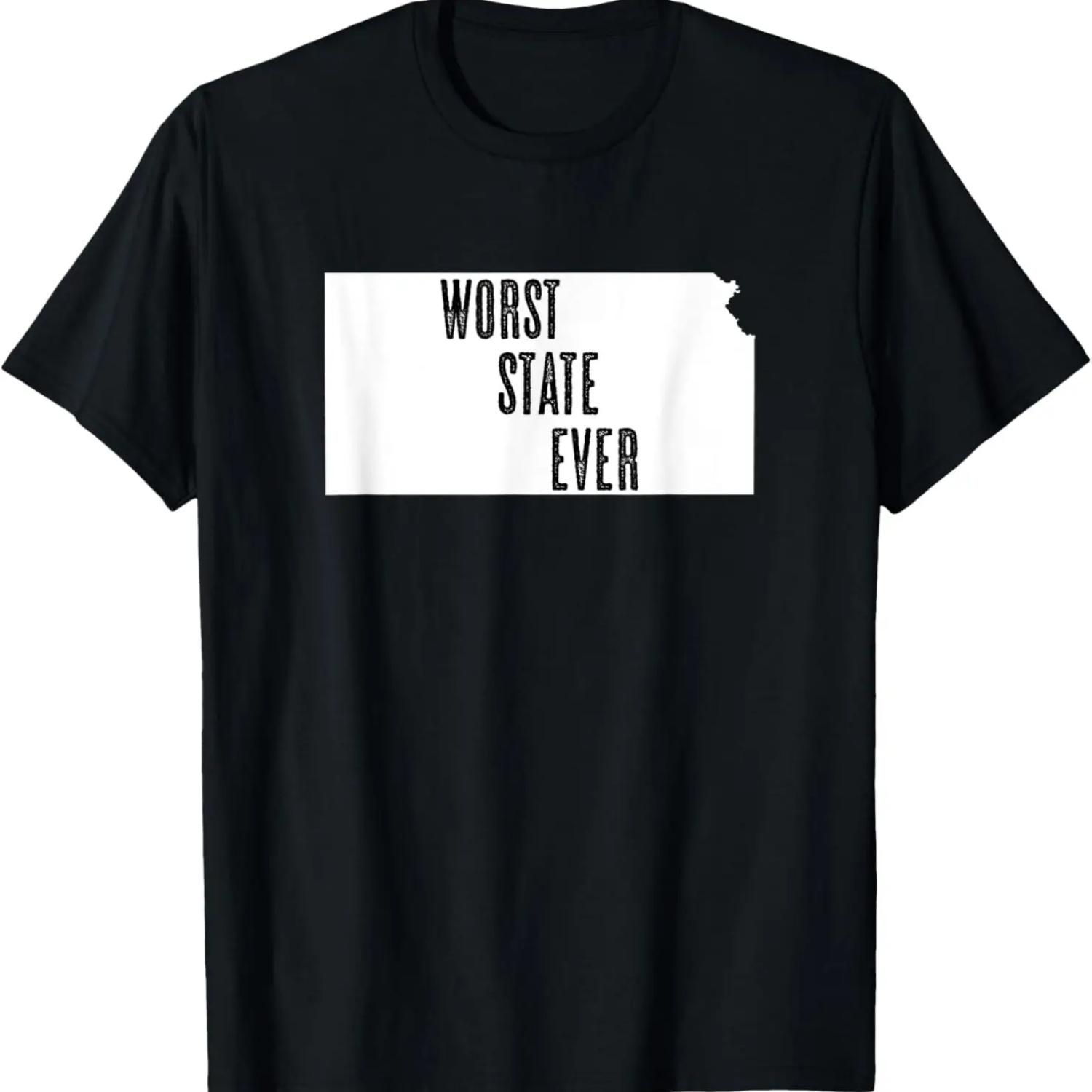 KANSAS - Worst State Ever _ KS Sucks - Funny Graphic T-Shirt S чёрный
