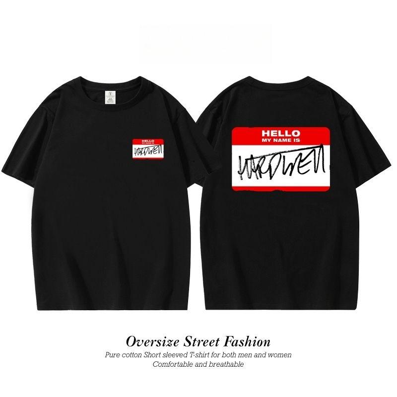 Hardwell Top 100 Dj Dancing Wear Electric Music Shoulder Short-sleeved T-shirt Oversize Men's and Women's Casual Comfortable Top