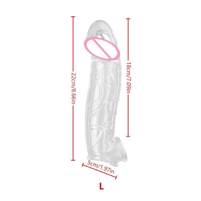 3 Size Reusable Penis Sleeve Soft Clear Cock Sleeve Penis Extender Adult Sex Toys for Men Women Durable Penis Enlarger Male