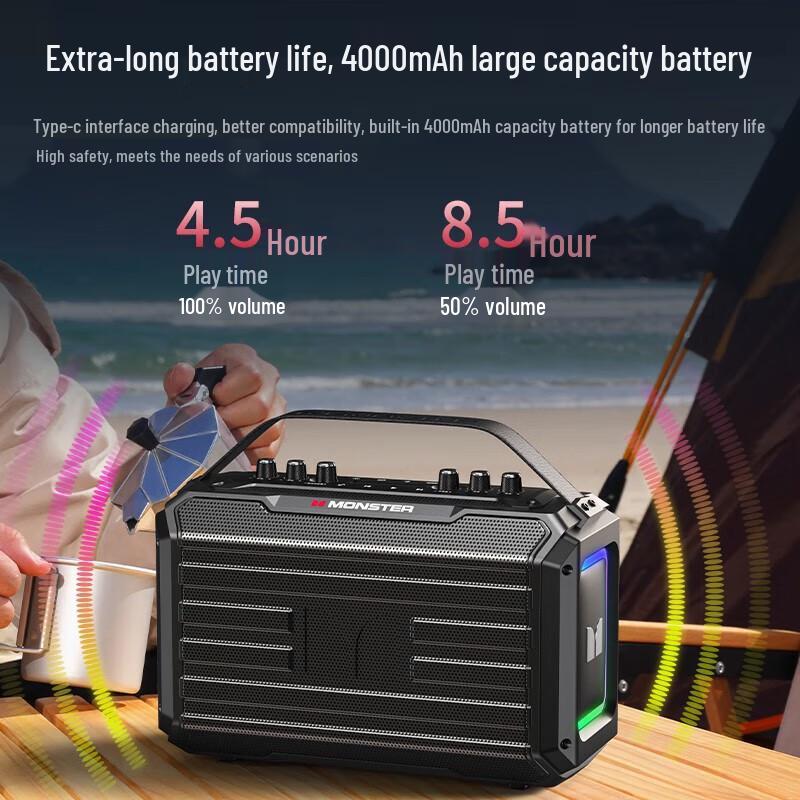 Monster M186 Portable Outdoor Speaker with Microphone