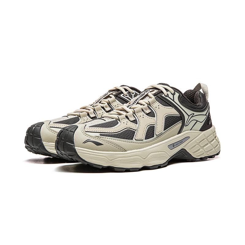 Li Ning CF Outdoor Versatile Shock Absorbing Support Reflective Low Top Hiking Shoes Unisex Hiking Shoes Silver Obsidian Oatmeal-Gray AHTV033-5