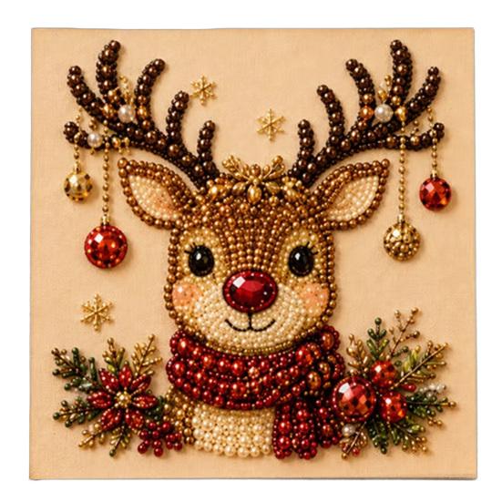 Set d'Arte Pittura con Perline Kit di Perle di Natale Fai da Te con Cornice in Legno, Artigianato Decorativo, Ghirlanda/Decorazioni da Tavolo Babbo Natale/Albero di Natale/Calza/Alce