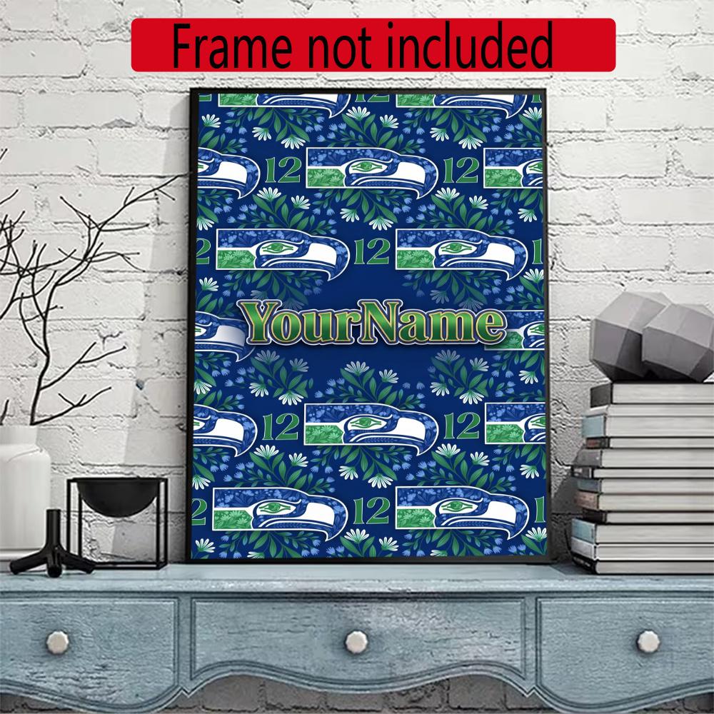 Seattle Seahawks Customize Text Diamond Painting Round Diamond Mosaic Suitable For Beginners Diamond Painting Rhinestones Gift Frameless