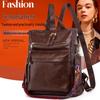Women's Soft Leather Multifunctional Retro Backpack - Versatile Large-Capacity Double Shoulder Bag for Travel