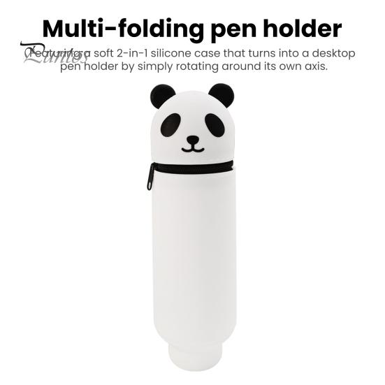 Pencil Case Desktop Stand Up Pen Holder Cartoon Animal Design Silicone Pencil Storage Bag for Home School Office Supplies