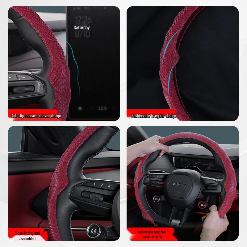 Universal 5D Suede & Nappa Leather Steering Wheel Cover - Anti-Slip, All-Season Protection