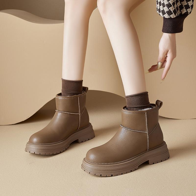 Augustine Martin boots women's 2025 new winter velvet thickened low-top short boots platform bread snow cotton shoes