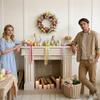 Easter Door Wreath 17inch Funny Artificial Spring Flower Easter Eggs Front Door Wreath for Home Entryway Wall Porch Yard Patio
