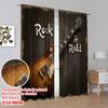 2D Flat Printing 2pcs Party Curtains Rock Guitar Protecting Privacy Festive Wall Decor for Apartment Decoration