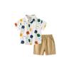Children's Clothing Summer Boys' Bear Lapel Shirt Baby Polo Shirt Short Sleeve Shorts Suit Children's Shirt Cropped Pants