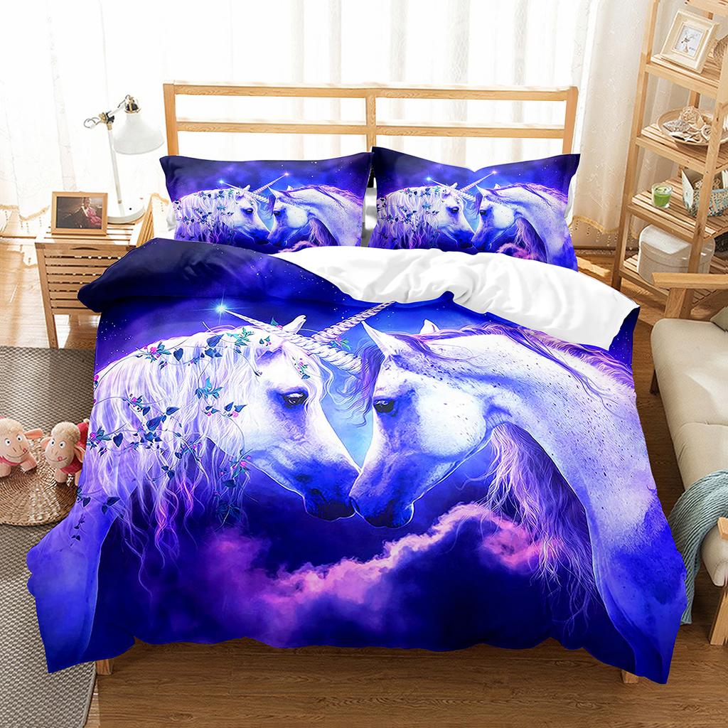 Luxury 3D Bedding Set Europe Queen King Double Twin Duvet Cover Set Comfortable Quilt Cover Bed Set Animal Horse Wild Animals