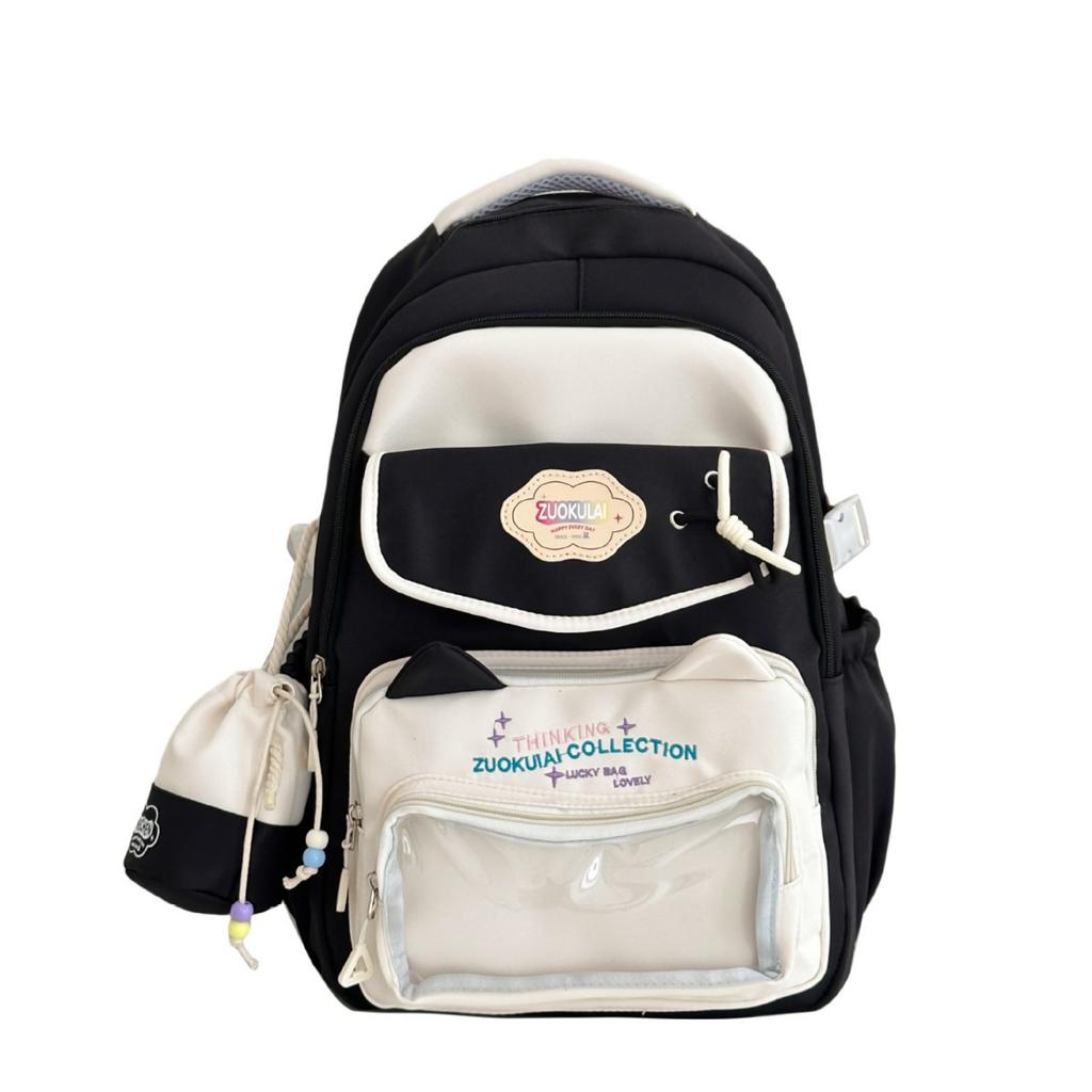 Schoolbag new high-value Japanese ins college style fresh and sweet small backpack girl candy contrasting splicing backpack