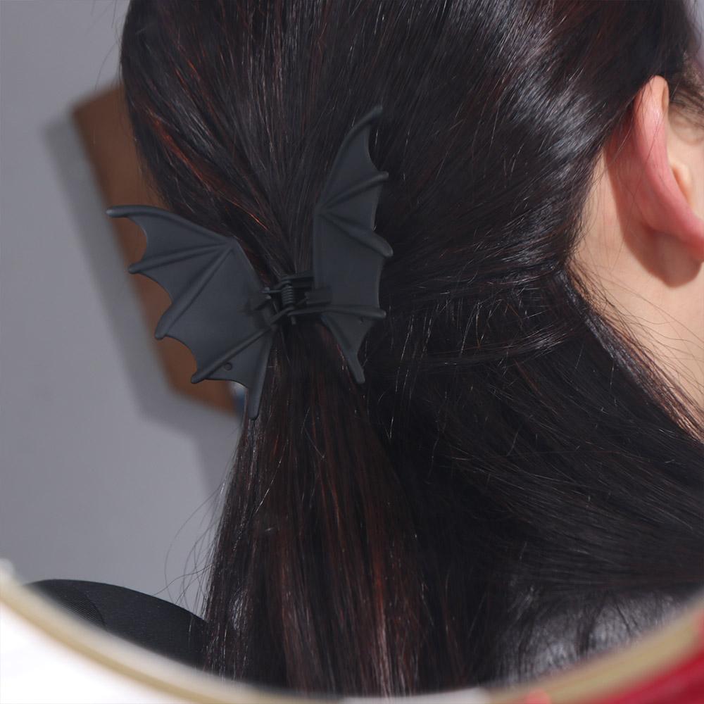 Matte Black Bat Wings Ponytail Holder Zinc Zinc Alloy Shark Clip Cute Halloween Hair Claw  Party
