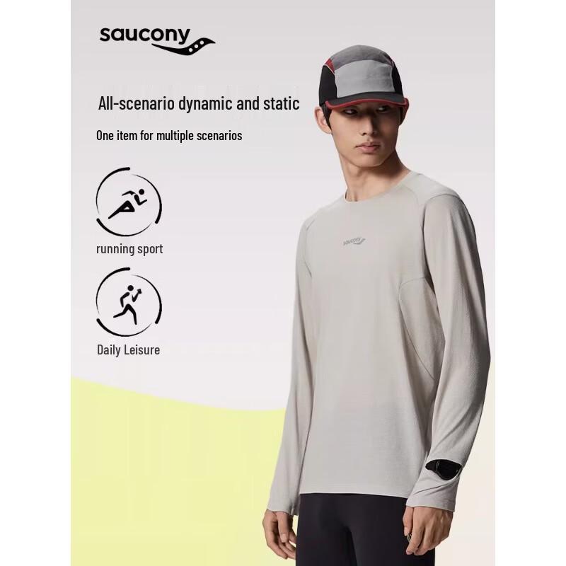SAUCONY Merino Wool Long Sleeve Crew Neck T-Shirt L